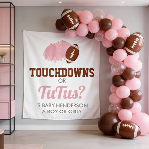 Touchdowns or Tutus Gender Reveal Backdrop Tapestry
