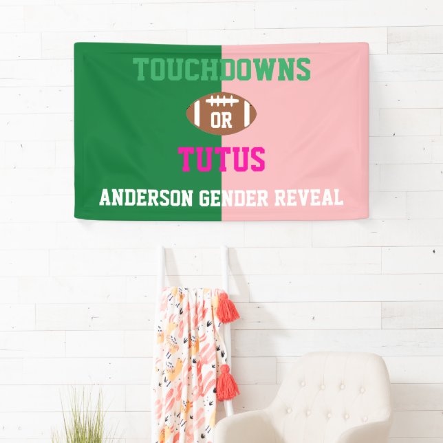 Touchdowns or Tutus Gender Reveal Banner (Insitu)