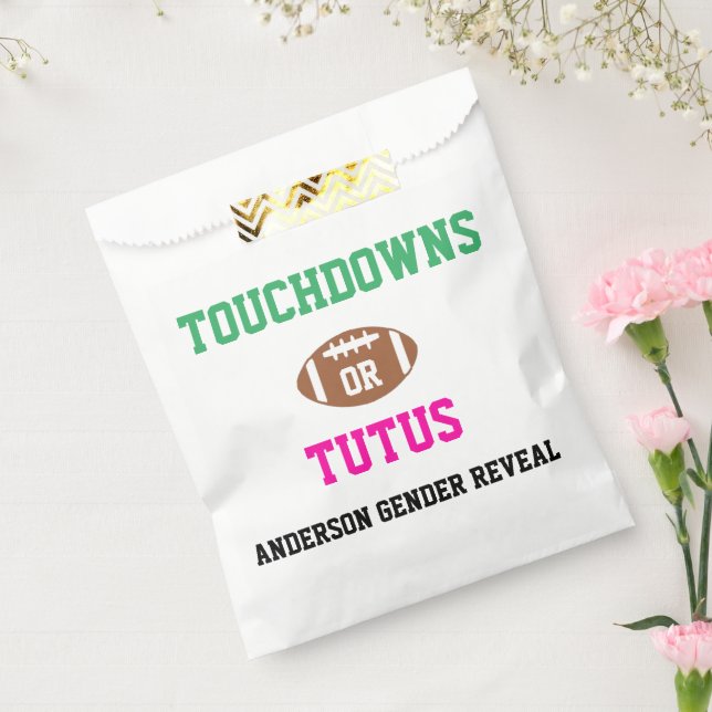 Touchdowns or Tutus Gender Reveal Favour Bags (Sealed)