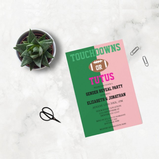 Touchdowns or Tutus Gender Reveal Invitation (Creator Uploaded)