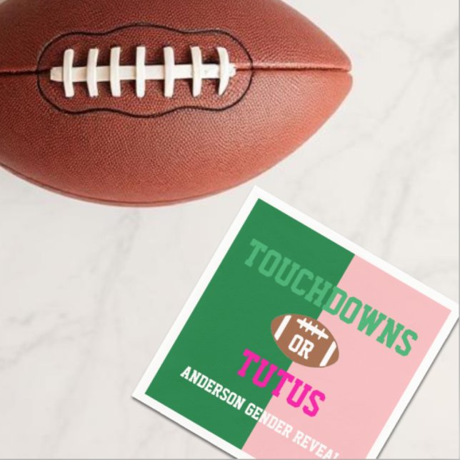 Touchdowns or Tutus Gender Reveal Napkin (Creator Uploaded)