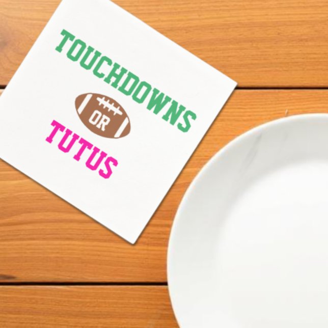 Touchdowns or Tutus Gender Reveal Napkin (Creator Uploaded)