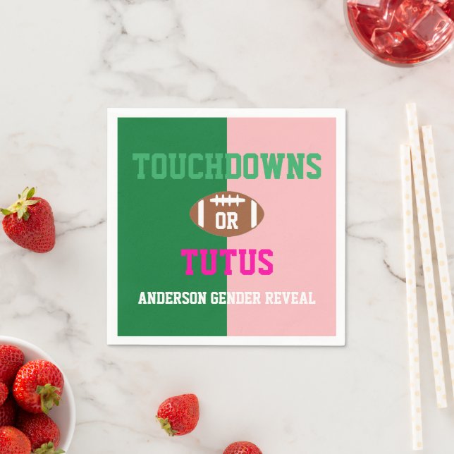 Touchdowns or Tutus Gender Reveal Napkin (Insitu)