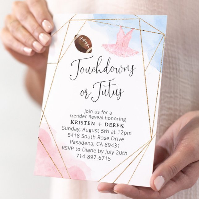 Touchdowns or Tutus Gender Reveal Party Invitation (Creator Uploaded)
