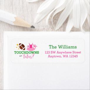 Touchdowns or Tutus Gender Reveal Return Address