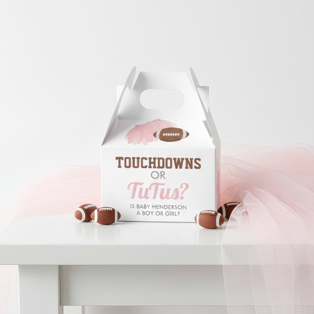 Touchdowns or Tutus Gender Reveal Thank You Favour Box (Touchdowns or Tutus Gender Reveal Favor Boxes)