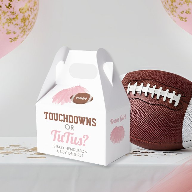 Touchdowns or Tutus Gender Reveal Thank You Favour Box (Touchdowns or Tutus Gender Reveal Favor Boxes)