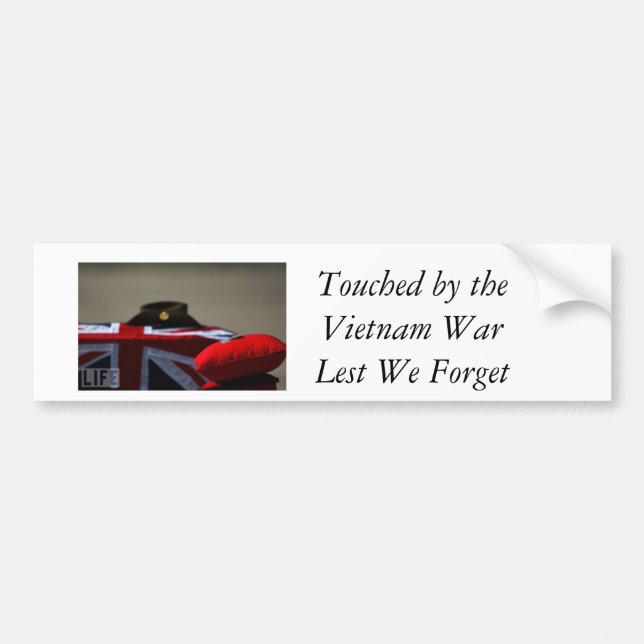 Touched by the Vietnam War, Lest We Forget Bumper Sticker (Front)
