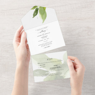 Touches of Spring Foliage Swash Initials All In One Invitation