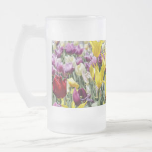 Touches of Yellow Frosted Glass Beer Mug