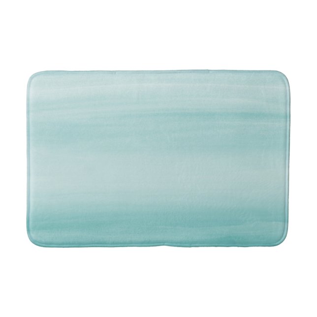 Touching Aqua Blue Watercolor Abstract #2 Bath Mat (Front)