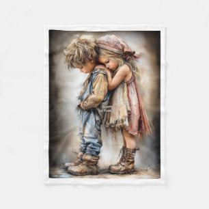 Touching Children Friendship Fleece Blanket