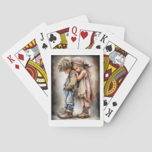 Touching Children Friendship Fleece Blanket Playing Cards