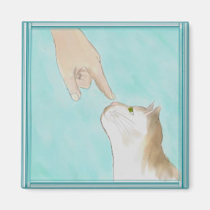 Touching Kitty's Nose Magnet