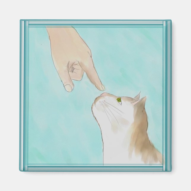 Touching Kitty's Nose Magnet (Front)