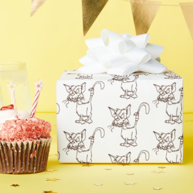 Tough Alley Cat Cartoon – Funny Tomcat Attitude Wrapping Paper (Birthday Party)