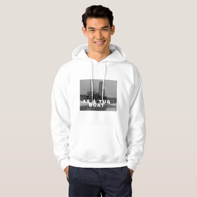 Tough As A Tug Boat Men's Basic Hooded Sweatshirt (Front Full)