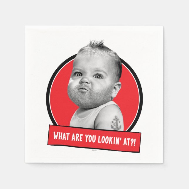 Tough Beared Baby Boy Napkin (Front)