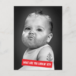 Tough Beared Baby Boy Postcard