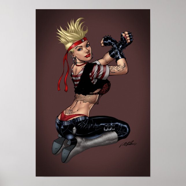 Tough Blond Punk Girl - Ready To Fight by Al Rio Poster (Front)