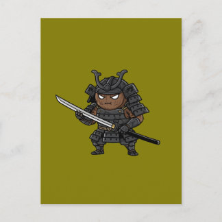 Tough Coconut Samurai Guardian Katana Illustration Postcard