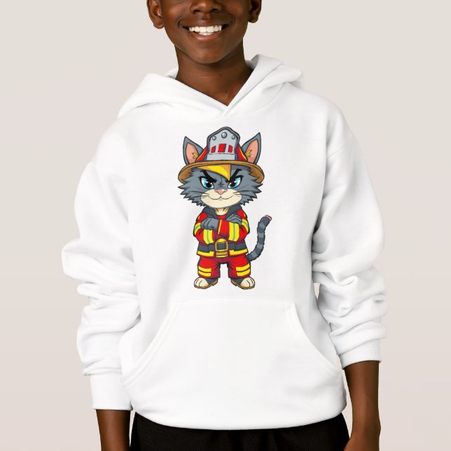 Tough Firefighter Cat – 90s Cartoon Style  (Front)