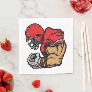 Tough Football Warrior Mascot Red Helmet Muscle  Napkin