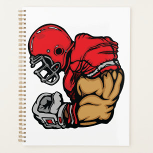 Tough Football Warrior Mascot Red Helmet Muscle Planner