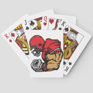 Tough Football Warrior Mascot Red Helmet Muscle  Playing Cards