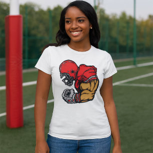 Tough Football Warrior Mascot Red Helmet Muscle  T-Shirt