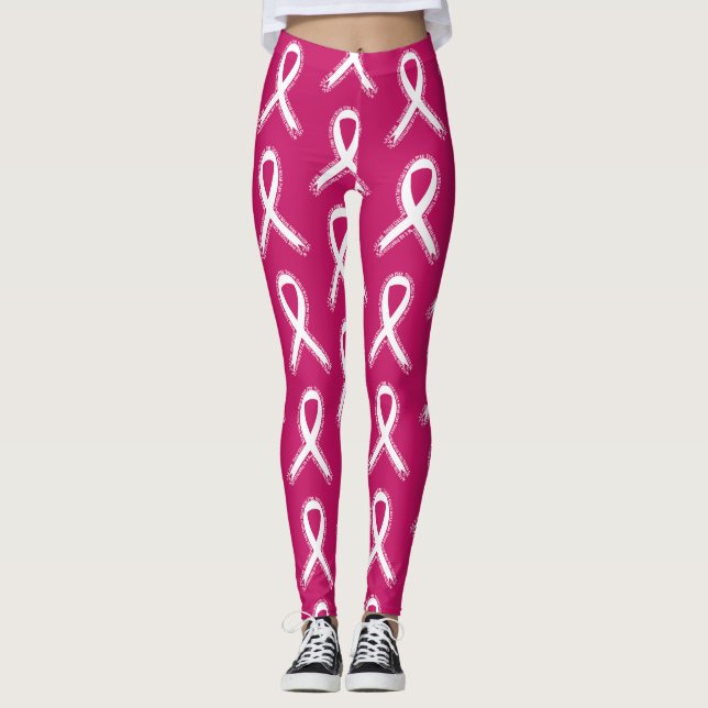 Tough Girls Wear Pink Breast Cancer Awareness Leggings (Front)