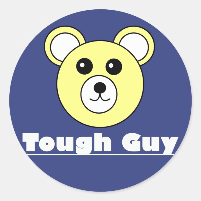 Tough Guy Cute Bear Face Sticker (Front)