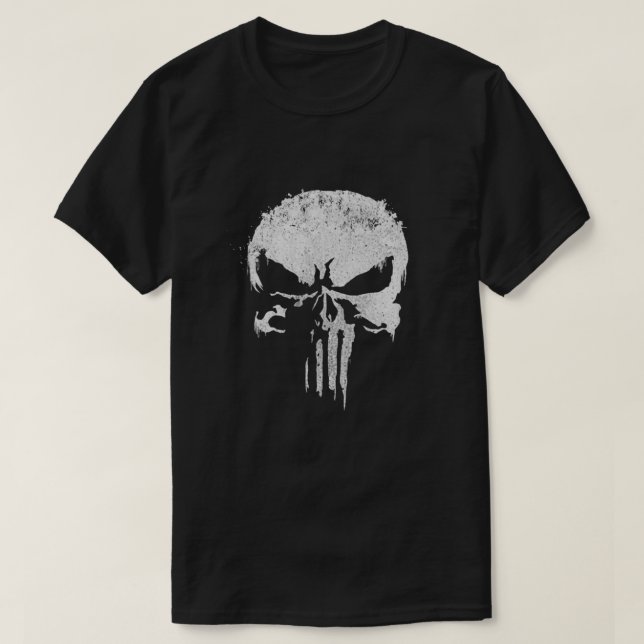 Tough Guy skull runny paint biker inspired T-Shirt (Design Front)