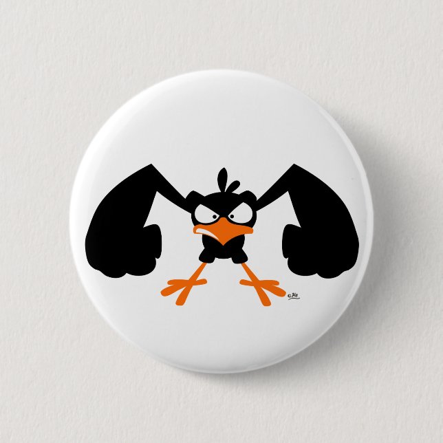 Tough lil' birdie :) button badge (Front)