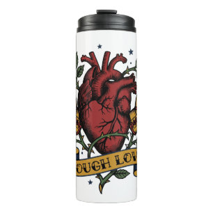 Tough Love Boxing Heart Rose Tattoo Flash Strong Thermal Tumbler