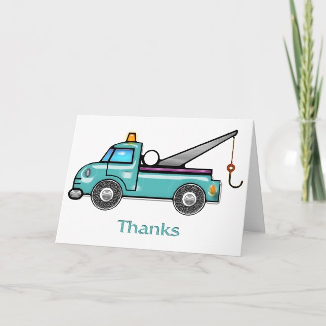 Tough Tow Truck Thanks Thank You Card (Front)