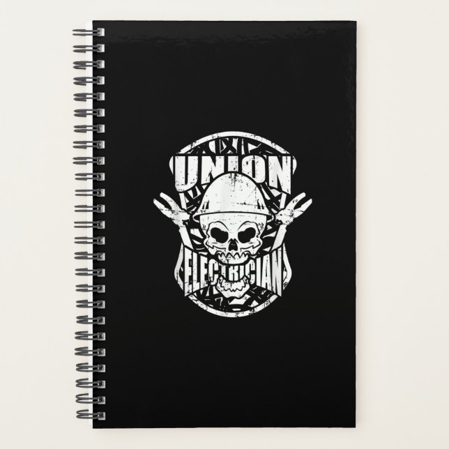 Tough Union Electrician Skull Gift Planner (Front)