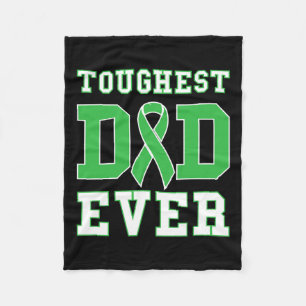 Toughest Dad Ever - Kidney Disease Green Awareness Fleece Blanket
