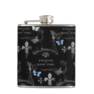 Toujours Paris Butterflies Collage Flask