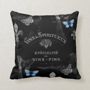 Toujours Paris Butterflies Collage Pillow
