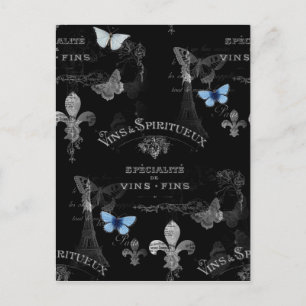 Toujours Paris Butterflies Collage Postcard