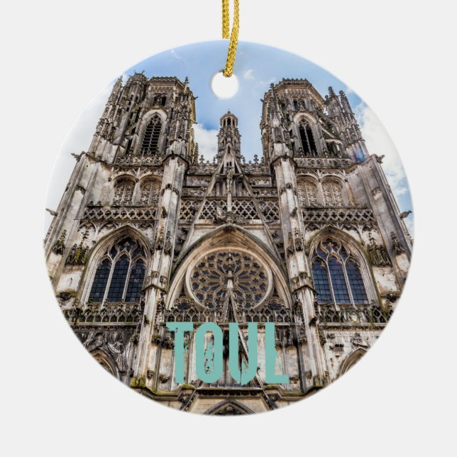 Toul St. Etienne Cathedral France gift Ceramic Tree Decoration (Front)