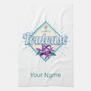 Toulouse City France Retro Violets Vintage Souveni Tea Towel