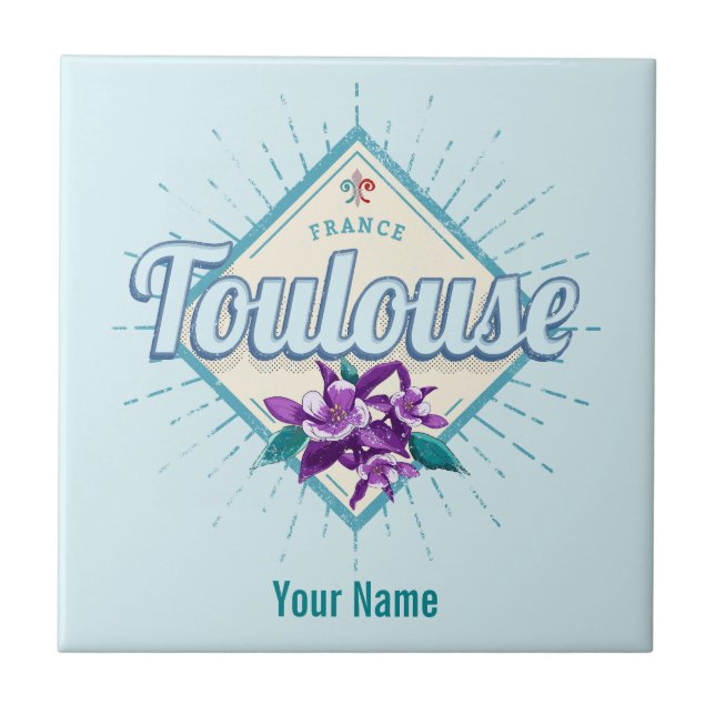 Toulouse City France Retro Violets Vintage Souveni Tile (Front)