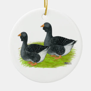 Toulouse Dewlap Geese Ceramic Tree Decoration