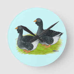 Toulouse Dewlap Geese Round Clock