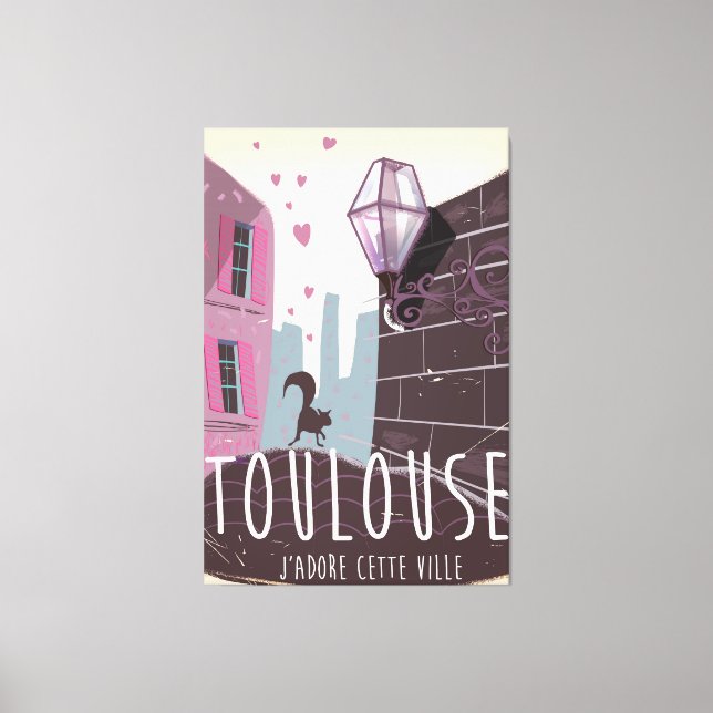 Toulouse France cartoon travel poster Canvas Print (Front)