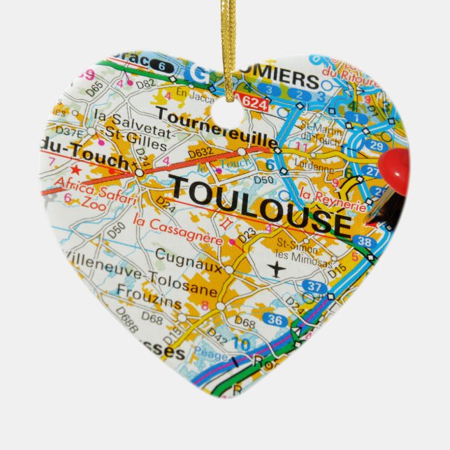 Toulouse, France Ceramic Tree Decoration (Front)