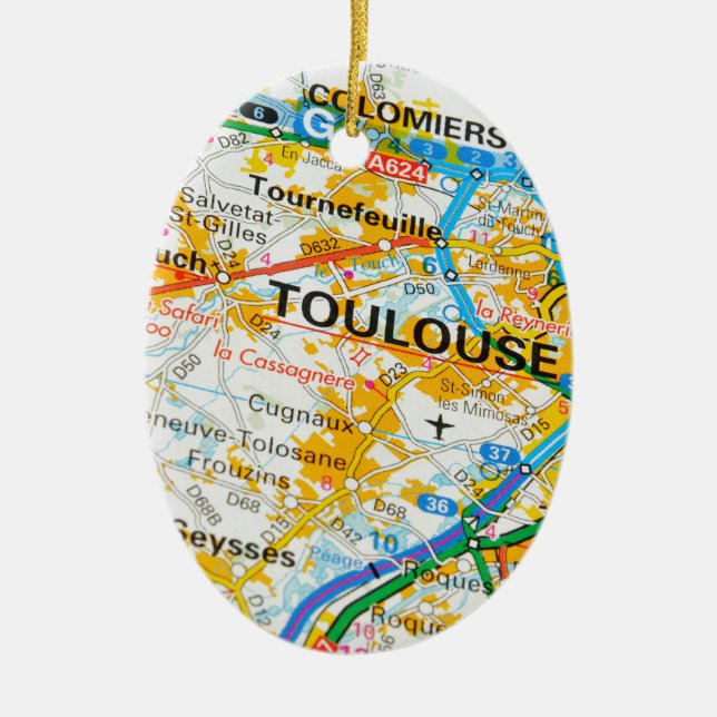 Toulouse, France Ceramic Tree Decoration (Front)