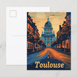 Toulouse France Vintage Retro Travel Illustration Postcard